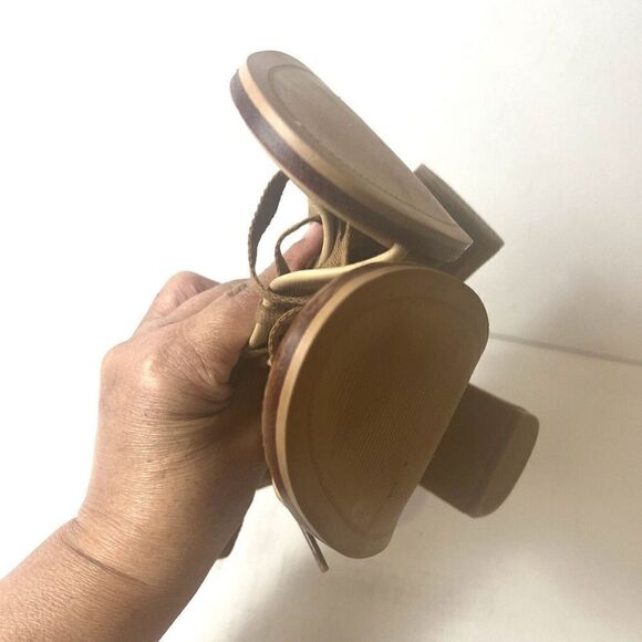 Ugg Womens 7 Brown Suede Peep Toe Ankle Bootie Sling Back Comfort Heels Tie Shoe - Picture 6 of 10